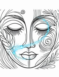 Abstract and boho face on coloring page